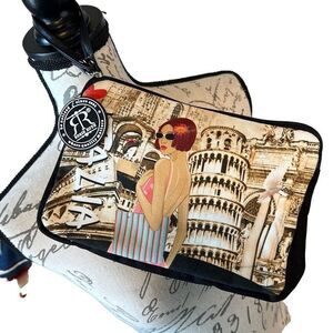 Robin Ruth Italia Canvas Wristlet Bag Make up Cosmetic Bag